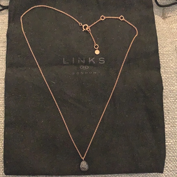 18kt solid rose gold black diamond Links pendant - Picture 2 of 6